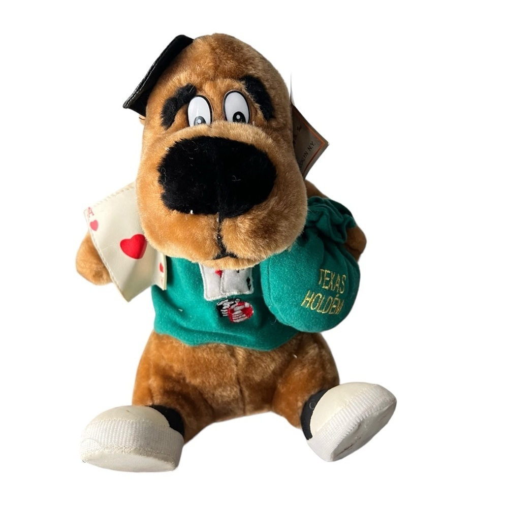 Shalom Texas‎ Holdem Poker Playing Cap Dog Stuffed Animal Toy Brown 10”